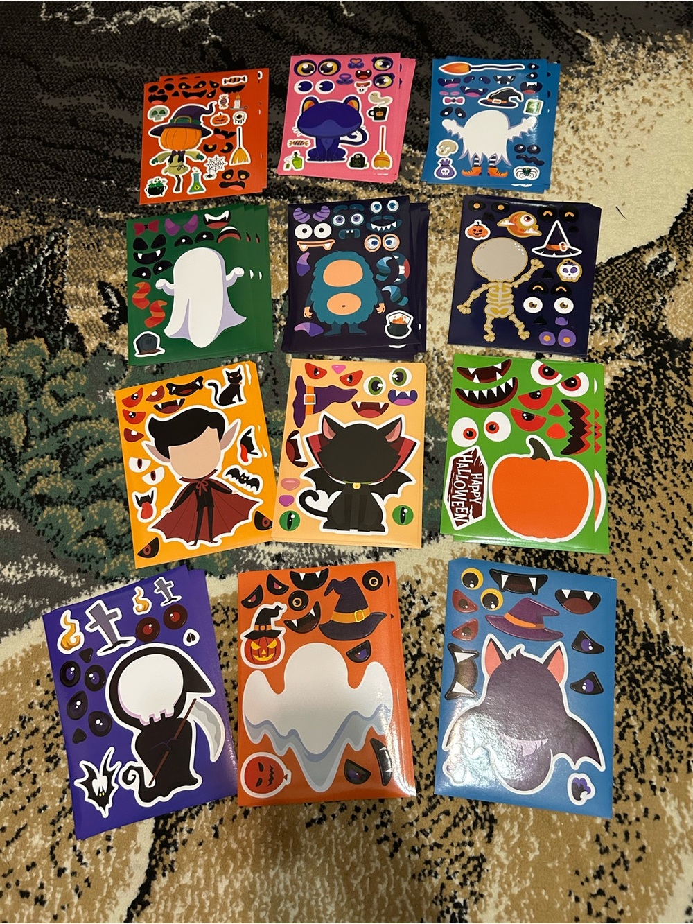 72 halloween sticker activity sheets.